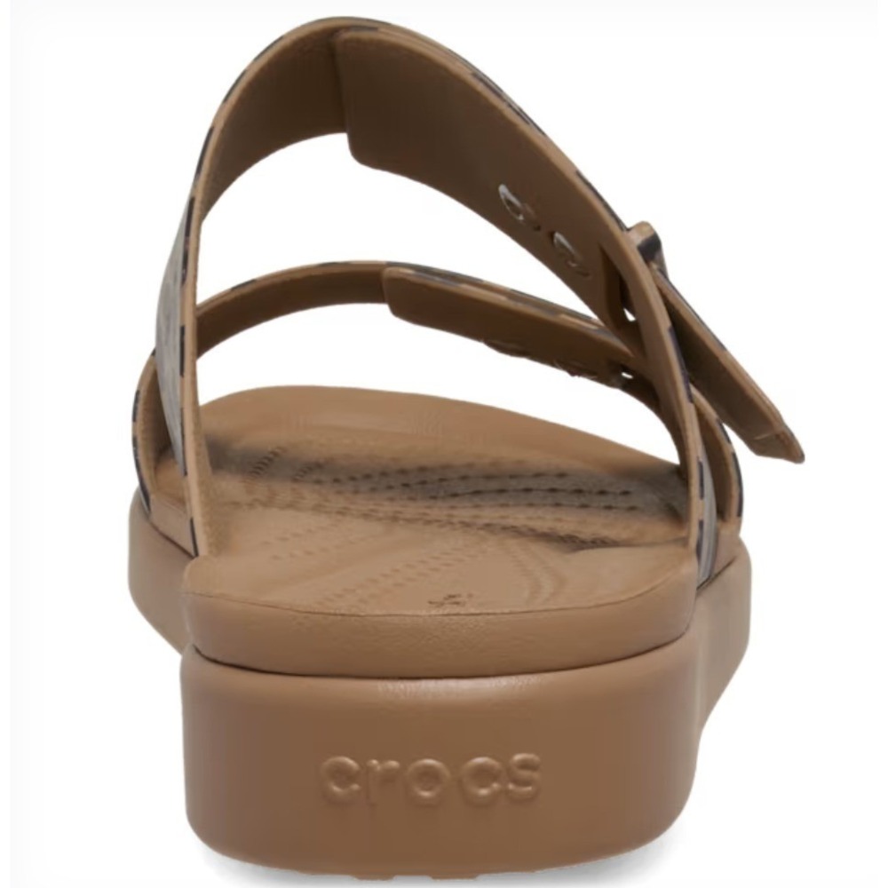 Crocs Sandals Women 9 Leopard Brooklyn Animal Buckle Low Platform Slides - Picture 3 of 6